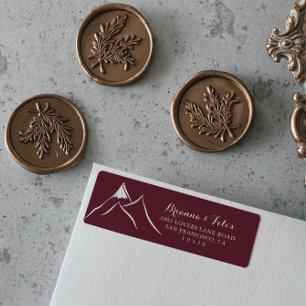 Burgundy Witte Berg Retouradreslabel Etiket