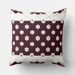 Burgundy Witte Bloem Geometrische Klassieke Botani Kussen