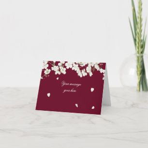 Burgundy Witte Blossom Je bericht Kaart
