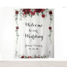 Burgundy Witte Eucalyptus Welkom Op Onze Bruiloft