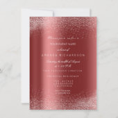 Burgundy Witte Glitter Bladeren Zand Frame Glam Kaart (Voorkant)