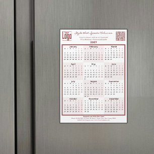 Burgundy Witte Logo QR-code 2027 Agenda Magneet