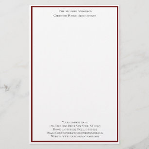 Burgundy Witte Professionele Zakelijke Gepersonali Briefpapier