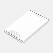 Burgundy Witte Professionele Zakelijke Gepersonali Post-it® Notes (Schuin)