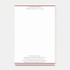 Burgundy Witte Professionele Zakelijke Gepersonali Post-it® Notes