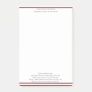 Burgundy Witte Professionele Zakelijke Gepersonali Post-it® Notes
