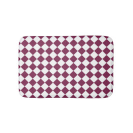 Burgundy Witte Ruitpatroon Badmat