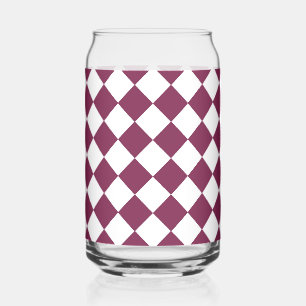 Burgundy Witte Ruitpatroon Blikvorm Glas
