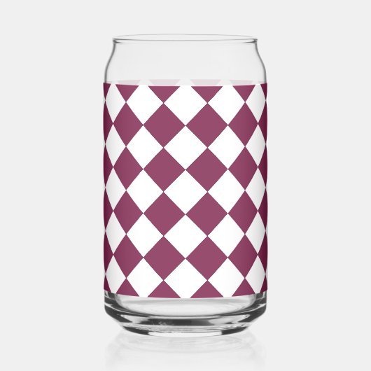 Burgundy Witte Ruitpatroon Blikvorm Glas (Voorkant)