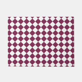 Burgundy Witte Ruitpatroon Deurmat