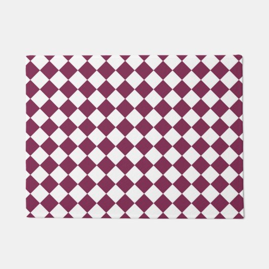 Burgundy Witte Ruitpatroon Deurmat (Voorkant)