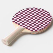 Burgundy Witte Ruitpatroon Tafeltennisbatje (Voorkant Gekanteld)