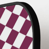 Burgundy Witte Ruitruitpatroon Pickleball Paddle (Links Detail)