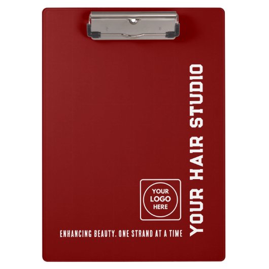 Burgundy Witte Salon Logo Klembord (Voorkant)