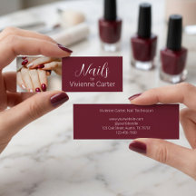 Burgundy Witte Script Typografie Foto Nagel Salon