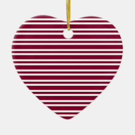 Burgundy Witte Strepen Naadloos Patroon Keramisch Ornament