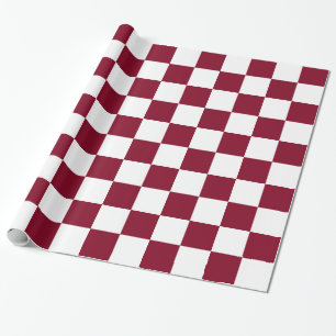 Burgundy Witte XL Schaakbord Patroon Cadeaupapier