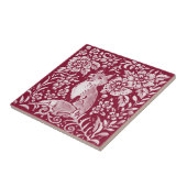 Burgundy Woodland Fox Forest Animal Floral Tegeltje (Zijkant)