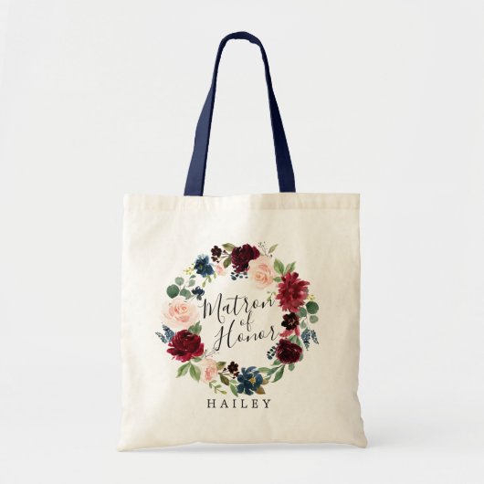 Burgundy Wreath | Matron of Honor Tote Bag (Voorkant)