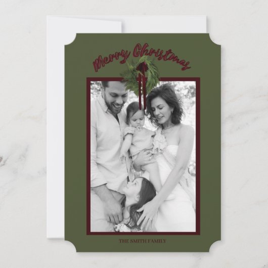 Burgundy Wreath Personalized Christmas Card Save The Date (Voorkant)
