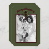 Burgundy Wreath Personalized Christmas Card Save The Date (Voorkant / Achterkant)