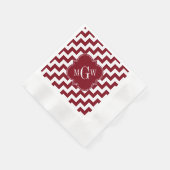 Burgundy Wt Chevron Burgundy Quatrefoil 3 Monogram Servetten (Hoek)