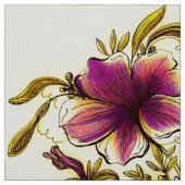 Burgundy Yellow Flowers Stof (Swatch)