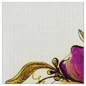 Burgundy Yellow Flowers Stof (Close Up)