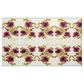 Burgundy Yellow Flowers Stof (Yard (91,4 cm))