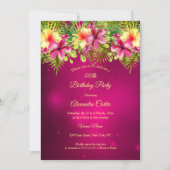 Burgundy yellow Hibiscus Summer Floral Party Kaart (Voorkant)