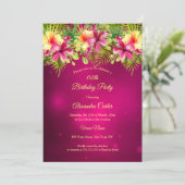 Burgundy yellow Hibiscus Summer Floral Party Kaart (Staand voorkant)