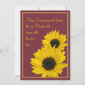 Burgundy Yellow Sunflower Weduwuitnodiging Kaart (Voorkant)