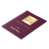 Burgundy zakelijk logo naam script elegant notitieboek (Linkerzijde)