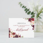 Burgundy zal je mijn Bridesmaïde Kaart zijn (Staand voorkant)