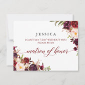 Burgundy zal jij mijn matron zijn van eer Kaart (Voorkant)