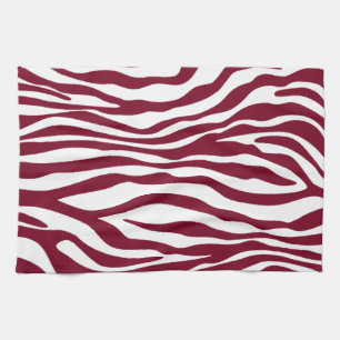 Burgundy Zebra Animal Print Theedoek