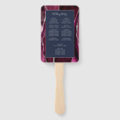 Burgundy Zilver Agate Navy Blauwe Trouwprogramma Handwaaier (Achterkant)