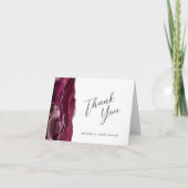 Burgundy Zilver Agate Script Trouw Dank Je Kaart (Voorkant)