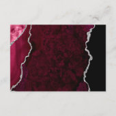 Burgundy Zilver Agate Script Trouwdetails Informatiekaartje (Achterkant)