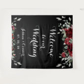 Burgundy Zilveren Eucalyptus Welkom Op Onze Bruilo Wandkleed (Voorkant (horizontaal))