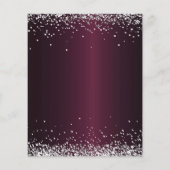 Burgundy zilveren florals begroet huwelijksuitnodi (Achterkant)