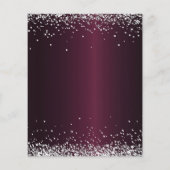 Burgundy zilveren florals begroet huwelijksuitnodi flyer (Achterkant)