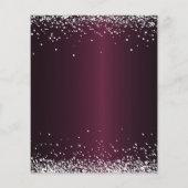 Burgundy zilveren florals begroet huwelijksuitnodi flyer (Achterkant)