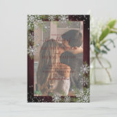 Burgundy Zilveren Houten Geruite Vellum Foto Bruil Kaart (Staand voorkant)