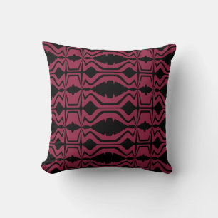 Burgundy Zwarde Abstracte Geluidsgolf Grote Tegels Kussen