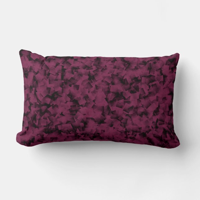 Burgundy Zwart Cubisme Abstract Patroon Kussen (Voorkant)