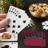Burgundy Zwarte Buffalo Geruit CBN Monogram Pokerkaarten (Insitu)