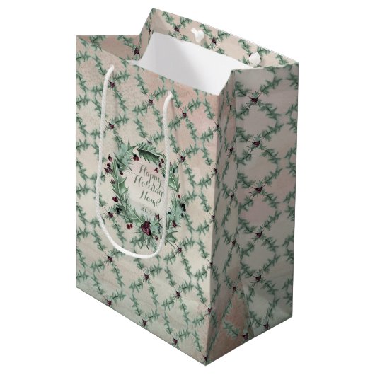 Burgundybes-hulstdennen Medium Cadeauzakje (Voorkant Gekanteld)