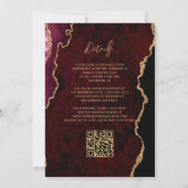 Burgundyrode Agaat Script QR Code Huwelijk Kaart (Achterkant)