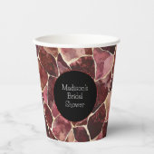 Burgundyrode chic abstract bruiloftsuitnodiging papieren bekers (Voorkant)